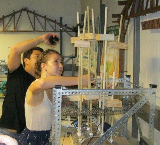 Students working on lab equipment
